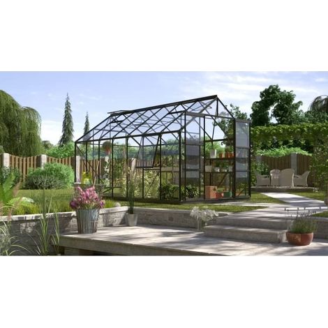 Gewächshaus Vitavia Jupiter 11500,Aluminium schwarz+gehärtetem Glas 3 mm,257x445 H248 cm,von Ezooza (1/4)