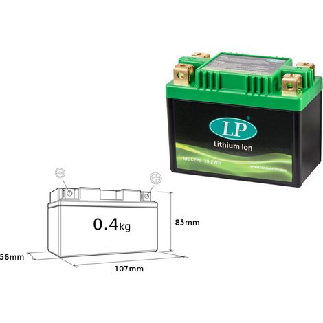 Batteria Landport LiFePO4 LFP5, agli ioni di litio, 19,2 Wh, ricambio per KTM.