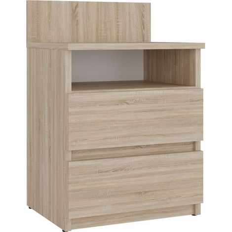 Comodino moderno con 2 cassetti, rovere Sonoma - Comodino per la camera da letto, design minimalista, alta qualità (1/5)