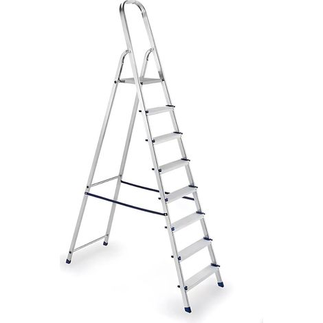 Scala Alluminio 8 Gradini Domestica EuroPiuma – Portata 150 kg (1/3)