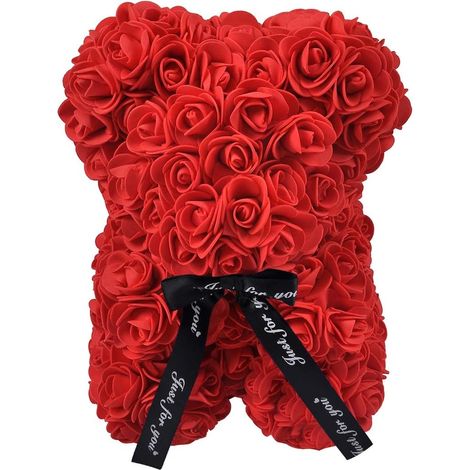 Blanc Valentine Creative Rose Ours Cadeau à La Main Mignon Savon Roses Ours Fleurs Artificielles Jouet Ours pour Cadeau d'anniversaire Cadeau De Jour Spécial (Red) (1/2)