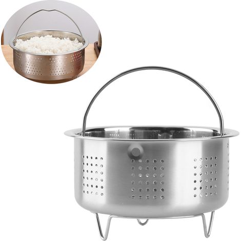 Inserto vaporizador de acero inoxidable con asa, separador de azúcar, inserto para olla arrocera, inserto vaporizador para alimentos, huevos, verduras y frutas, 13,8 cm / 5,4 pulgadas (1/5)