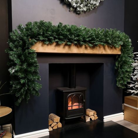 2.7m (9ft) x 38cm Premier Luxury Extra Bushy Plain Green Christmas Garland (1/5)