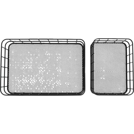 Paquet de 2 paniers de rangement en fer, plateaux organisateurs en treillis métallique pour fichiers, artisanat, collations, cosmétiques, usage domestique et de bureau, noir (1/5)