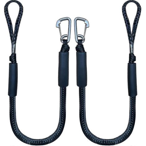 Corde d'amarrage élastique avec crochet, corde d'amarrage noire pour bateau de 1,2 m (lot de 2) et noire (1/5)