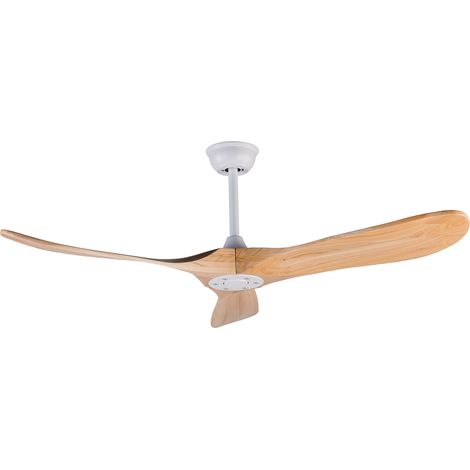 Ventilatore da soffitto da 52 pollici con 3 pale in legno, telecomando e memoria, bianco naturale (1/5)
