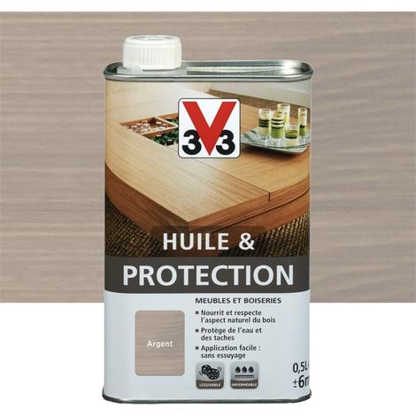 V33 – Huile pour bois mat 0,5 L – Protection contre taches et eau – Pour entretien meubles intérieurs