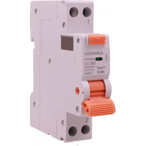RCBO Interruttore Magnetotermico Differenziale Tipo F Slim 1 Modulo DIN, Curva C 1P+N 6000A 30mA AC 230V IP20, Corrente Disponibili 6A 10A 16A 20A 25A 32A 40A (C32A)