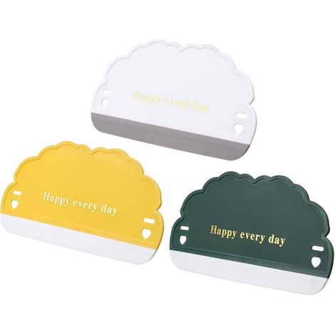 Lot de 3 grattoirs pour portes de douche en verre, outil de nettoyage avec lame en caoutchouc souple, raclette, outil de nettoyage pour portes de douche en verre. (1/4)