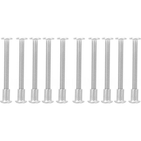 Kit de 10 paires de vis et écrous à six pans creux 12 mm en acier au carbone nickelé M6 x 60