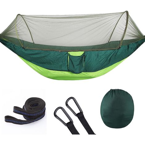Hamac Moustiquaire, 3 In 1 Ultra-léger Hamacs Camping Capacité, Pliable Respirant Nylon Hamac de Camping pour Jardin Camping Randonnée, Vert A, 250x120cm
