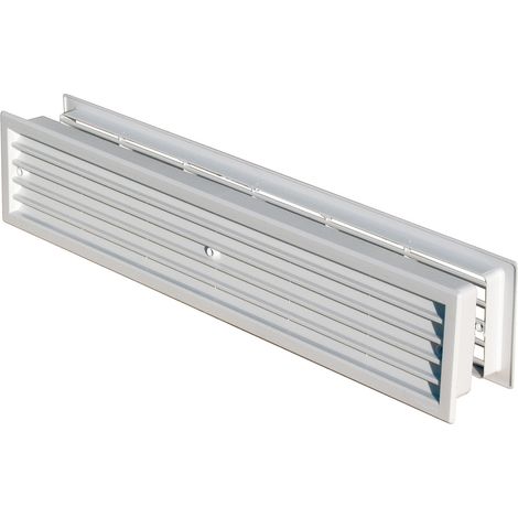 First Plast – Grille aération VMC 452 x 90 mm – Épaisseur réglable 28 à 40 mm – Pour portes et cloisons – Blanc