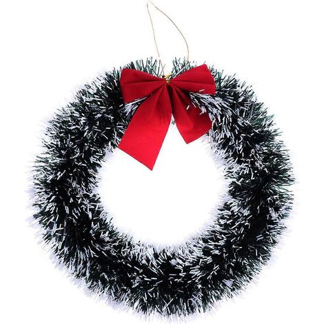 Couronne de Noël en nœud papillon vert garance, décoration de vitrine d'hôtel ou de magasin (bord blanc)