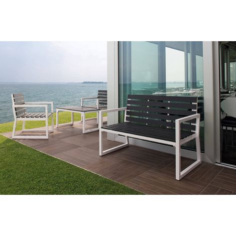 Set da Giardino Divano 2 Poltrone e Tavolino in Alluminio Ranieri Quick