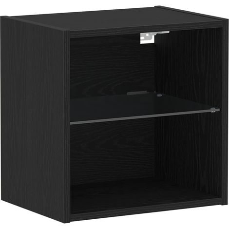Étagère flottante avec lumière LED Noir 40 x 28,5 x 40 cm (1/5)