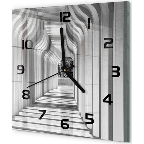 Horloge Murale Carrée Chambre Bureau Verre Silencieuse Design Moderne Élégant Couloir 30x30 cm (1/5)