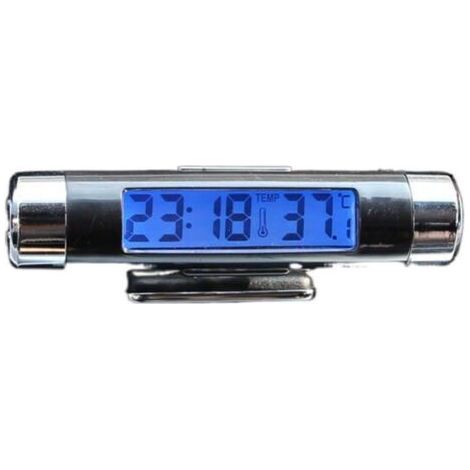Horloge numérique LCD de température et de temps pour voiture avec lumière noire bleue pour voiture, vélo, moto, camion, 86 x 20 mm (1/5)