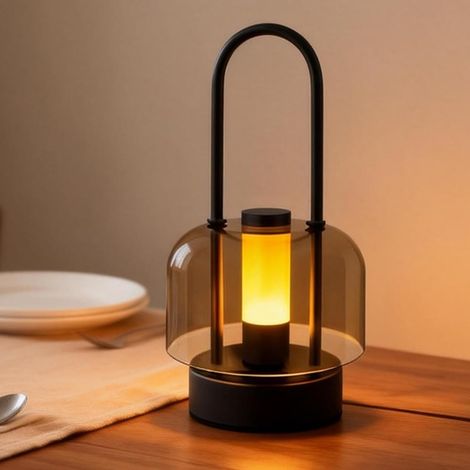 Lampe De Chevet Tactile, LED Dimmable Rechargeable Usb C Lampe De Table Sans Fil Design Moderne Noir Lumière Chaude Douce Idéale Comme Lampe de Chevet Sans Fil pour Chambre Salon Bureau (1/5)