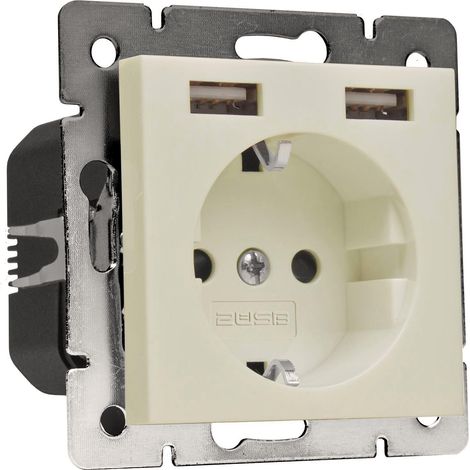 2USB Schutzkontakt-Steckdose cremewei