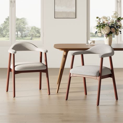 COLAMY Lot de 2 Chaises de Salle à Manger Modernes Style Scandinave, Assise Rembourrée Confortable, Pieds en Bois Massif, Dossier Ergonomique Enveloppant, Gris (1/5)