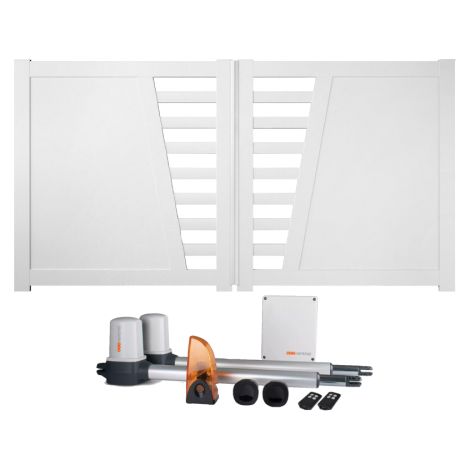 Portail battant électrique PVC blanc avec moteur Sentinel H 160 x L 400 CAMBRAI