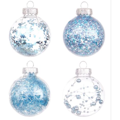 60mm arbre de Noël bleu ornements brillants et boules peint Set - 24 pièces, suspendues (1/5)