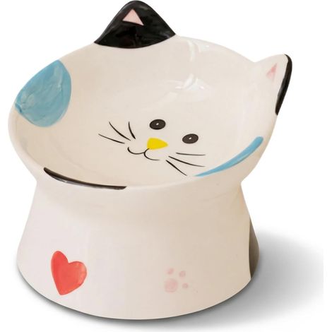 Mangeoire surélevée en céramique pour chat avec support incliné, protection du cou pour animaux de compagnie, mangeoire surélevée inclinée à 15°, gamelle d'eau pour chien anti-refoulement (noir) (1/5)