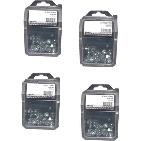 4 Coques de 50 Ecrous Borgnes Monobloc M6 mm - DIN 1587 - Zingué blanc - D-Work
