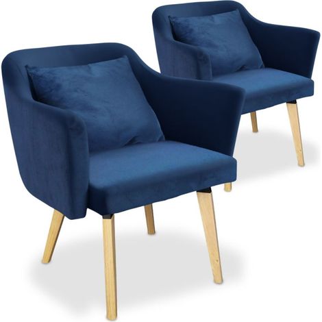 Lot de 2 Fauteuils Scandinave en Tissu "Delante" 67cm Bleu (1/5)