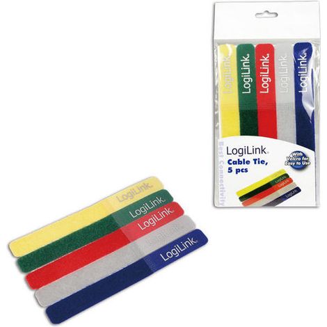Bridas para ocultar cables, juego de 5, PA66, varios colores, 20 x 180 mm