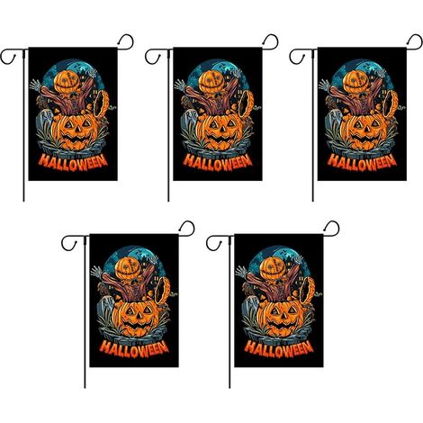 Drapeau de jardin décoratif numéro 2 pour Halloween, fond de jardin extérieur pour décoration de cour ou de fête. (1/5)