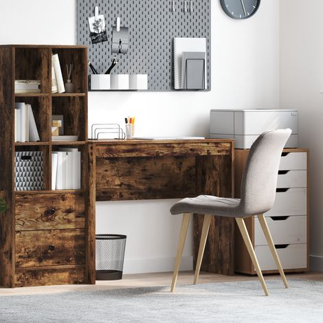 vidaXL Desk Smoked Oak 90 x 40 x 76 cm