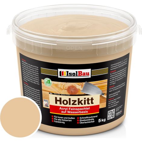 Holzkitt Spachtelmasse Holzspachtelmasse Außen Innen 5 kg Buche Natur ( Nr. 25 ) (1/5)