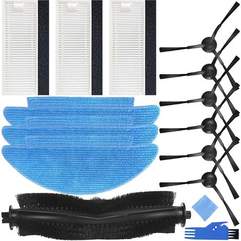 Kit d'accessoires de remplacement pour Lubluelu SL60D pour LaResar L6 Nex pour HONITURE Q6 SE Robot Aspirateur, 1 x Brosse principale, 6 x Brosses latérales, 3 x Filtres, 3 x Mop Pads (1/4)