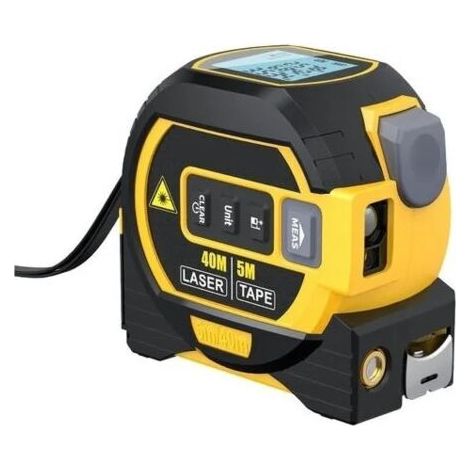 Télémètre laser 131Ft 3 en 1 – Mesure laser, ruban à mesurer et ligne laser croisée – Écran rétroéclairé – Précision +/- 2 mm (1/5)