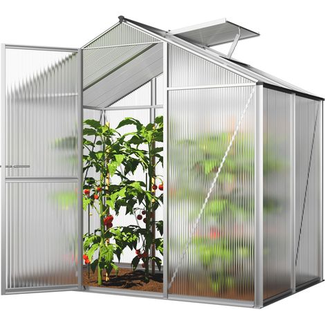 GFP Invernadero ECO-Star 2 estructura de aluminio 192x131 cm, placas de policarbonato de 6 mm - resistentes a la intemperie (1/4)