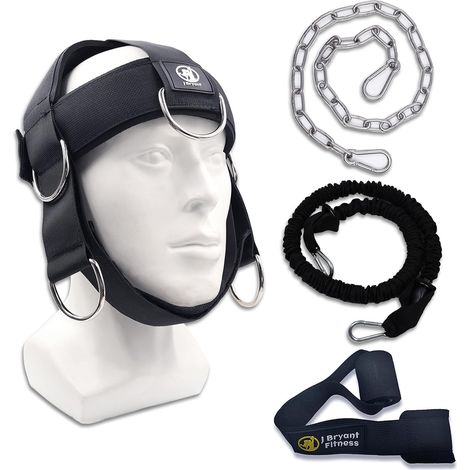 Bandeau réglable pour la nuque pour haltérophilie, avec bandes de résistance, ancre de porte et chaîne pour appareil d'entraînement multifonctionnel de force de la nuque (1/5)