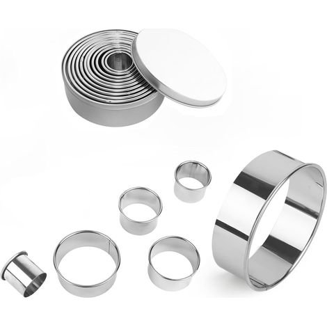 Emporte Piece Rond,11 PCS Cercle Patisserie pour Cuisine,Emporte Piece Cercle Patisserie,Moule Patisseries Emportes Pieces Patisseries,Moule à Biscuits Métal pour Beignets,Biscuits (1/5)