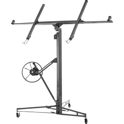 Lève-plaque de plâtre, Capacité de charge maximale 68 kg, Hauteur réglable 180-470 cm, Dimensions 124 x 137 x 180 cm, Nombre de roues 3, Angle d'inclinaison 60° (1/5)