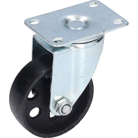 Rueda giratoria de hierro fundido de 8,9 cm (3,5 pulgadas) con doble rodamiento, accesorio resistente para carros.