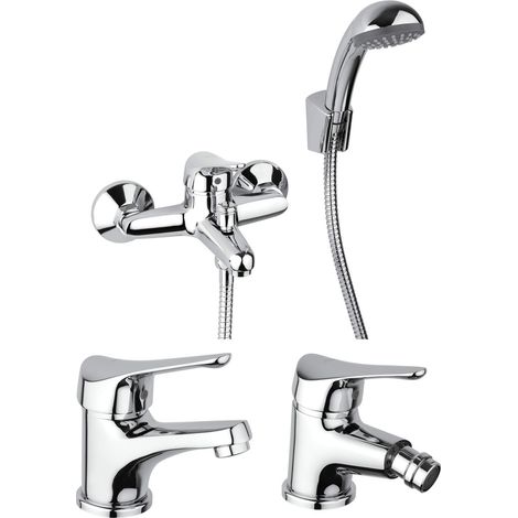 Ensemble complet de robinetterie de salle de bain de couleur chrome Piralla Ariel KITARIEL4CR (1/4)