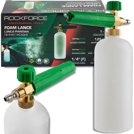 Pistola per schiuma ROCKFORCE da 1 litro per idropulitrice ad alta pressione da 220 bar, attacco da 1/4" F