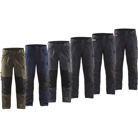 Pantalón de trabajo elástico 1495 - Negro/Amarillo fluorescente M - FR(42) - SE(C48) - Normas (1/5)
