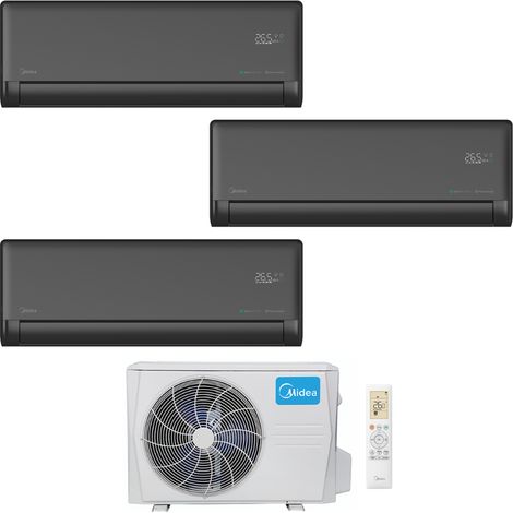 Ensemble climatiseur reversible Tri-split 2,6kw + 2,6kw + 2,6kw mural connecté SOLSTICE NOIR - MIDEA