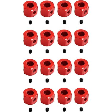 16 adaptateurs hexagonaux de moyeu de roue en métal de 5 mm à 12 mm, compatibles avec les accessoires de mise à niveau de voiture télécommandée WPL D12 C14 C24 B14 B16 MN D90 D91, rouge. (1/3)