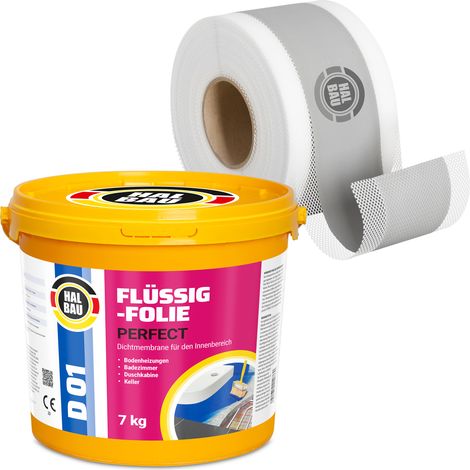 HALBAU Dichtset für Duschabdichtung Bad Abdichtung Dichtband Flüssigfolie 7kg H11 (1/5)
