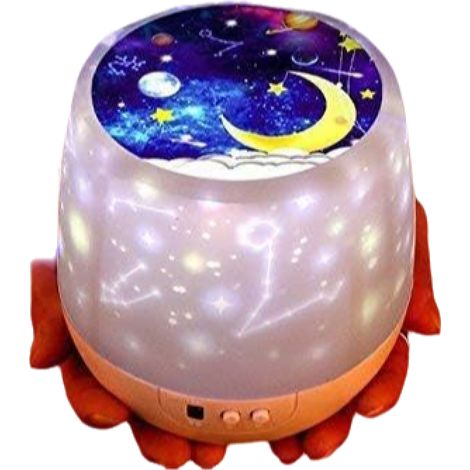 Weihnachtsprojektorlampe, Sternenlichtprojektor, intelligentes, drehbares LED-Nachtlicht mit USB-Ständer und 5 wechselnden Filmsequenzen für das Kinderzimmer