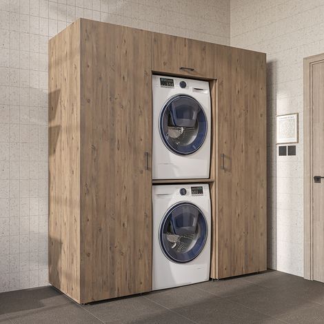 Roomart DUO-I Waschmaschinen-Schrankwand 187 cm, Eiche