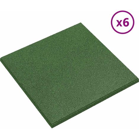 Dalles de protection anti-chute en caoutchouc pour aire de jeux extérieur vert Lot de 6 (1/5)