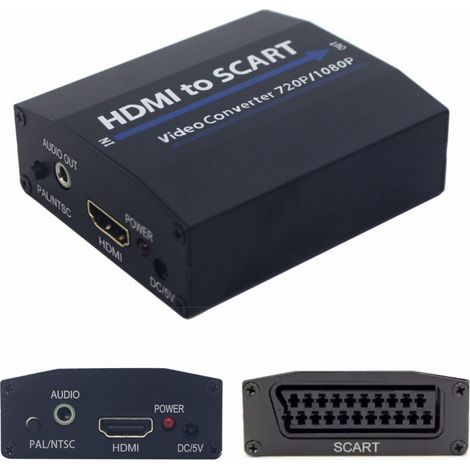 Convertidor de imagen y sonido HDMI a Scart + adaptador de conector de 3,5 mm (1/5)